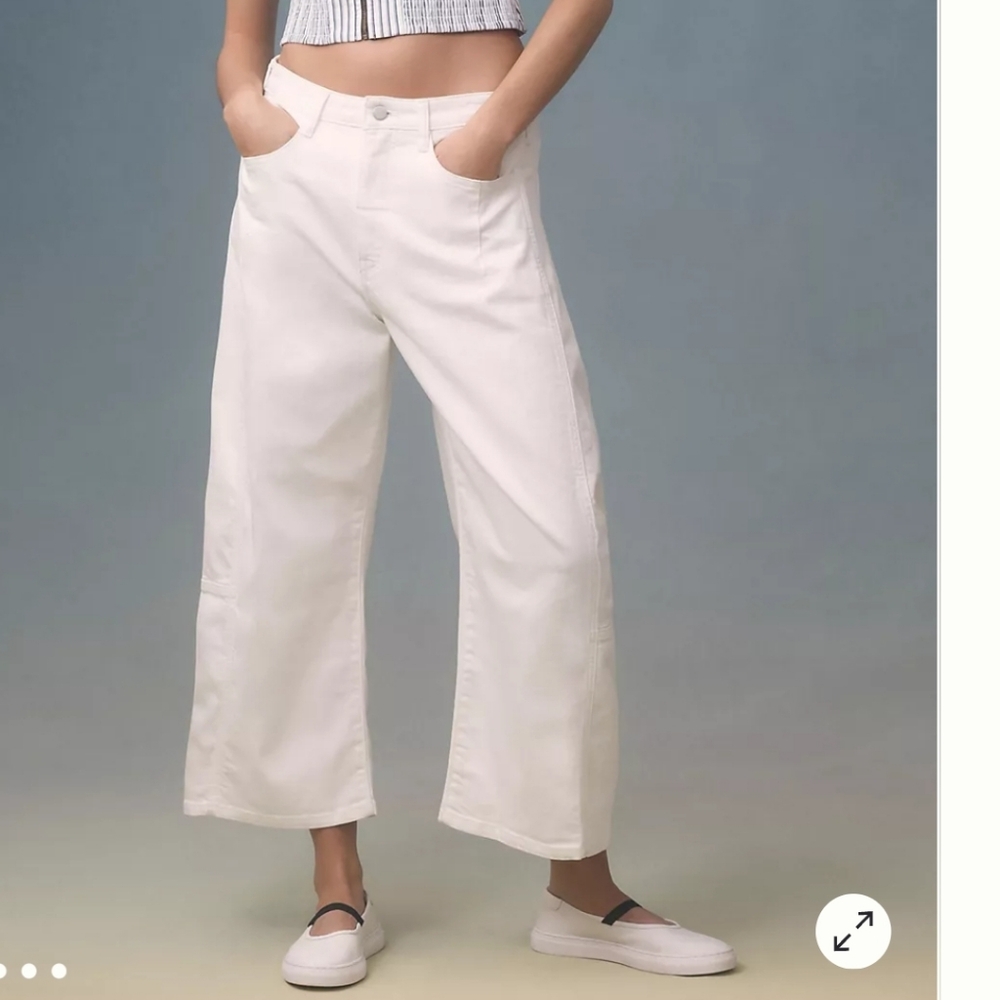 Women's White Barrel Wide-Leg Pants